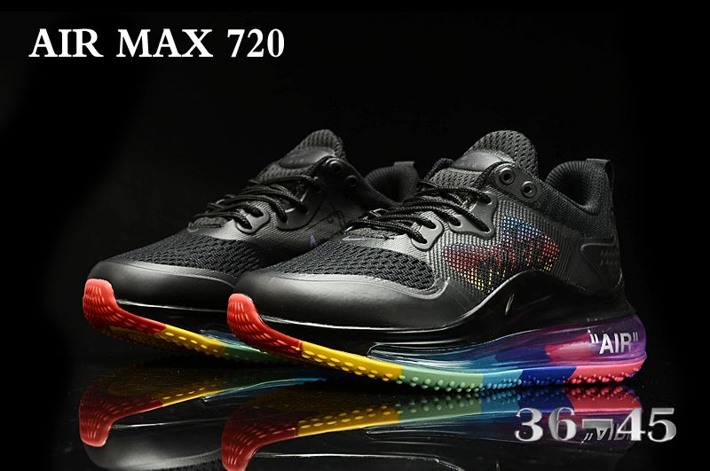 Women 2020 Nike Air Max 720 Black Rainbow Shoes
